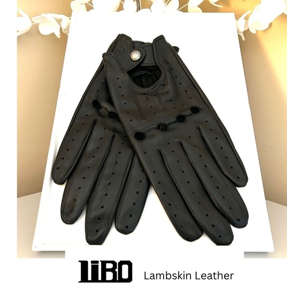 LIBO Unlined Full Finger Genuine Leather Driving Gloves Size 7.5 Unisex NWOT - Picture 1 of 14